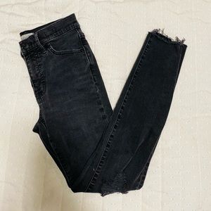 Madewell High Rise Washed Black Distressed Skinny Jeans